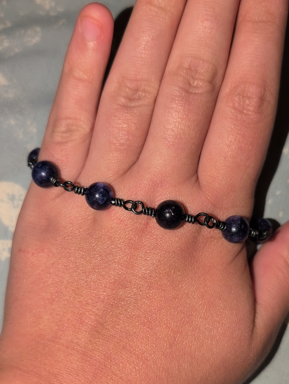Handcrafted Purple Beaded Wire Bracelet